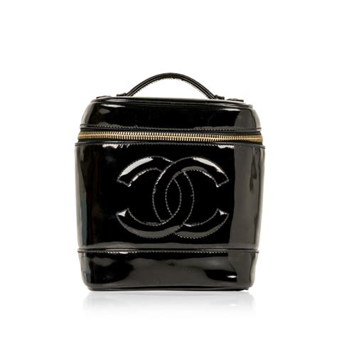 chanel black patent leather vanity case|Chanel vanity cases.